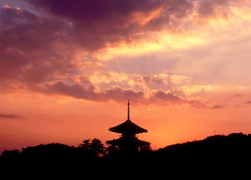 風景　法起寺夕景①_a0287347_1011374.jpg