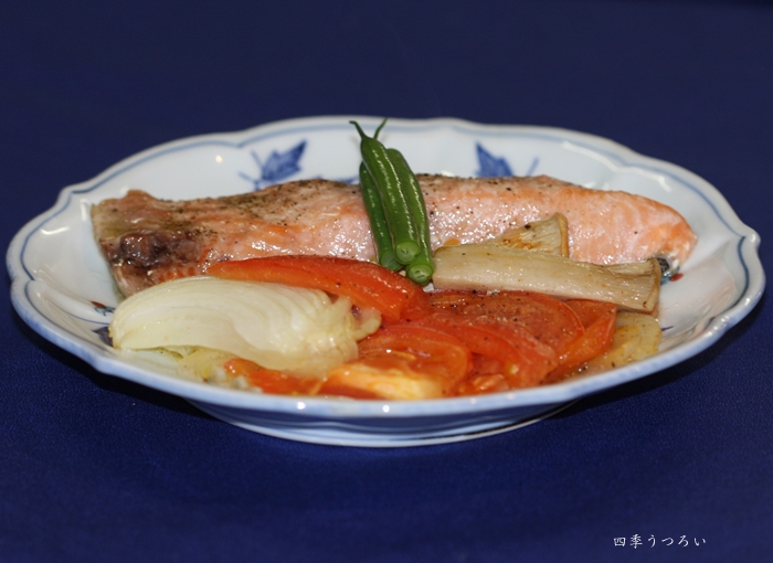 秋鮭のホイル焼き*ヘルシー版*_a0122325_15383681.jpg
