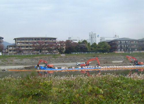 ●嵐山中ノ島復旧、その２７（桂川左岸、重機専用道路）_d0053294_04081.jpg