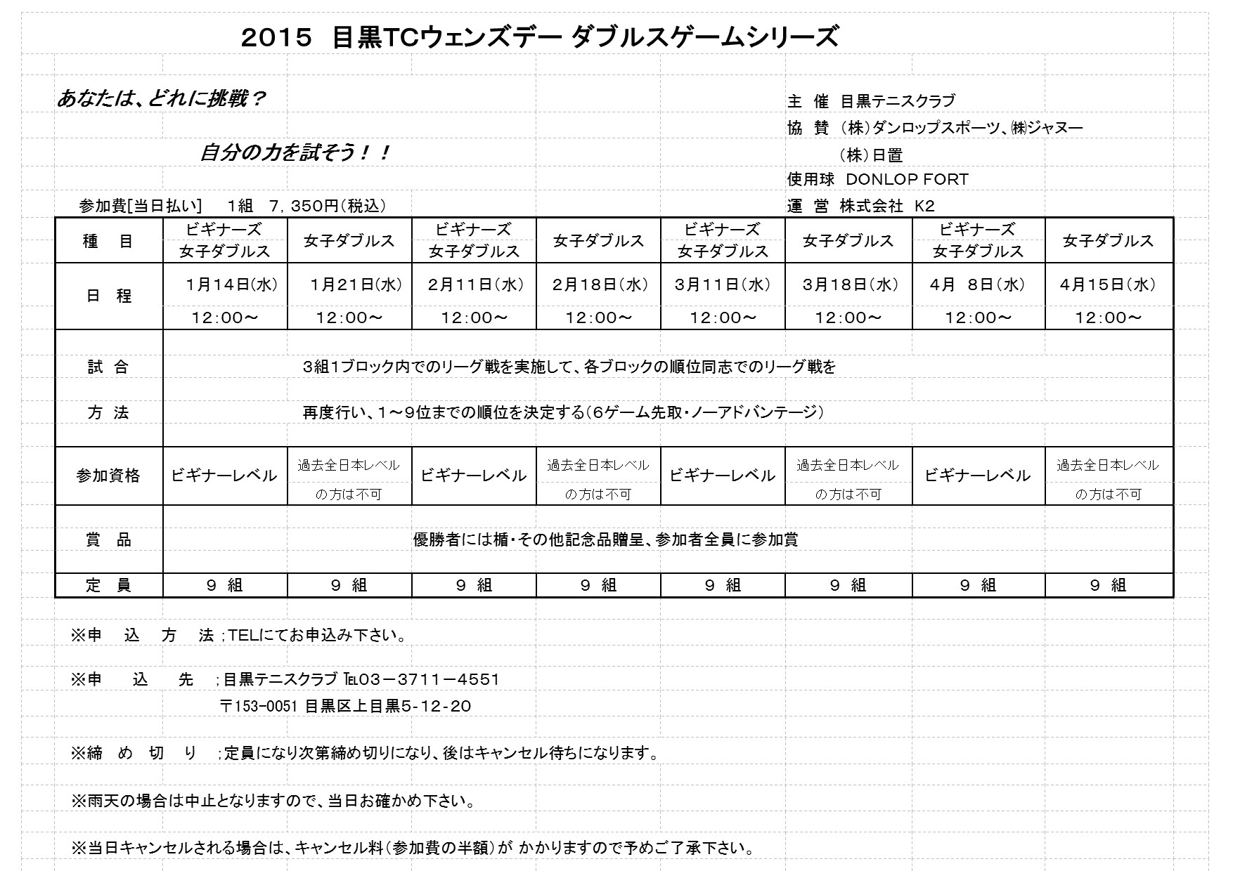 2015年1月~4月 ウェンズデーダブルストーナメント_b0158200_16474477.jpg