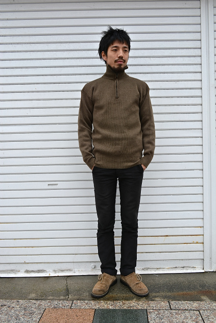 Italian army half zip high neck knit dead stock snaps_f0226051_22214375.jpg