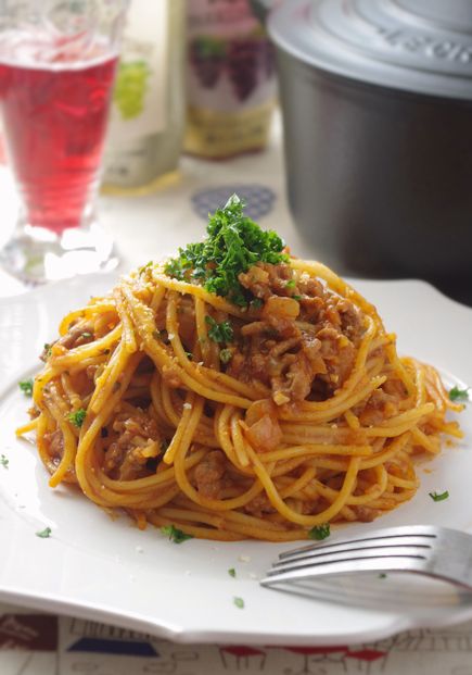 鍋に入れるだけ!ワンポットパスタ ミートソース_f0168317_1419161.jpg