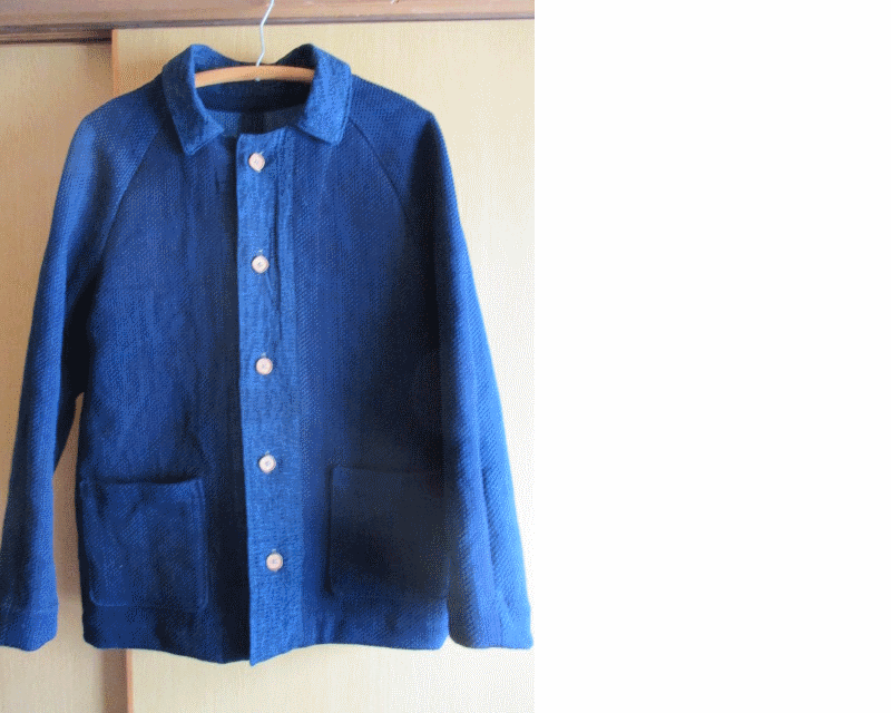 藍刺し子織 メンズジャケット : 古布や麻の葉