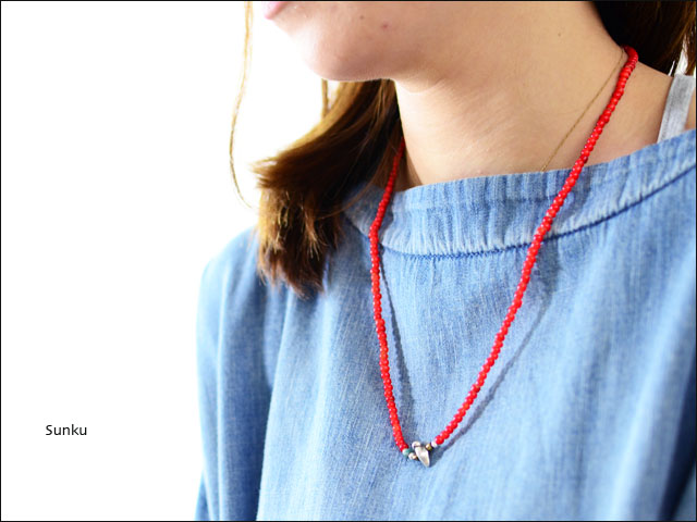 Sunku 39 [サンク] White Heart Beads Necklace&Bracelet