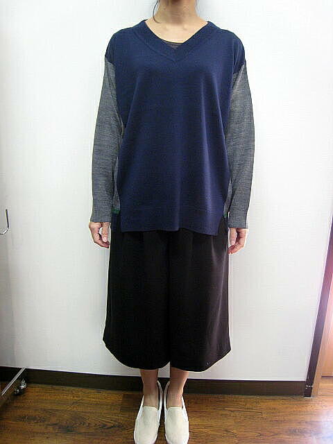 ｆｏｆｏ （フォフォ）　Ｖネックプルオーバーニット　　ＮＡＶＹｘＣＨＡＲＣＯＡＬ　_a0089359_13145827.jpg