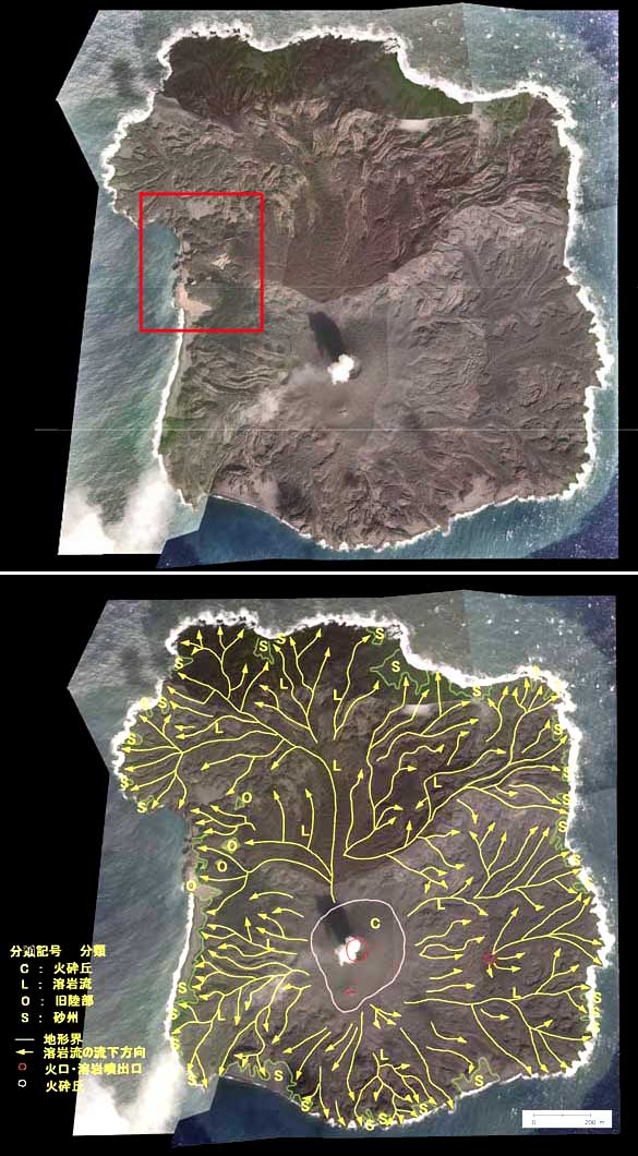 いよいよ旧島を覆い隠すか、新島の溶岩流_c0184737_2140176.jpg