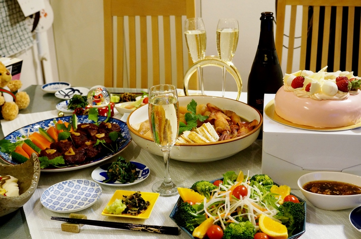 クリスマスパーティー料理】料理は 全部家で作って娘夫婦宅に