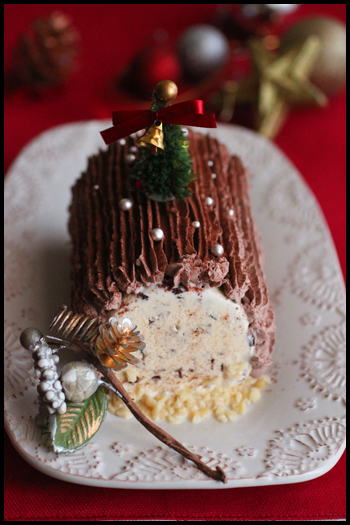 今からでも間に合うブッシュドノエル風簡単クリスマスケーキ ビジュアル系フード