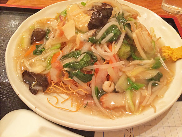 今日の食事　２０１４年１１月５日（水）　朝食＆昼食　新橋駅前ビルB1三芳八の長崎皿うどん_e0036563_13481647.jpg