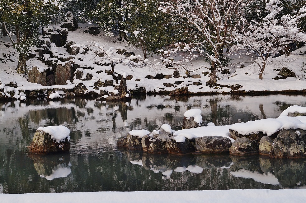 雪の嵐山・嵯峨野（３）天竜寺曹源池庭園_b0063958_2059477.jpg