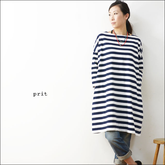 prit [プリット] 11/1US天竺ボーダー7分袖ワイドワンピース [91523] LADY\'S_f0051306_17295681.jpg