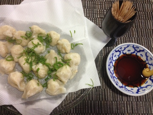 粉物週間:鶏挽肉の包み蒸し、辛し醤油。_a0136671_5233147.jpg