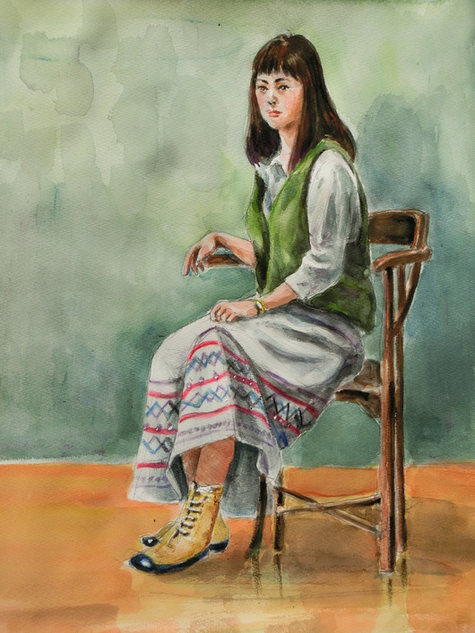 椅子に座る少女 田代正之絵画集 趣味の絵画 椅子に座る少女 田代正之絵画集 趣味の絵画