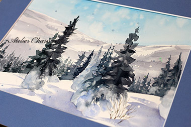 水彩画 やさしく描こう花と風景1月テーマ 雪景色 Atelier Charmant のボタニカル 水彩画ライフ