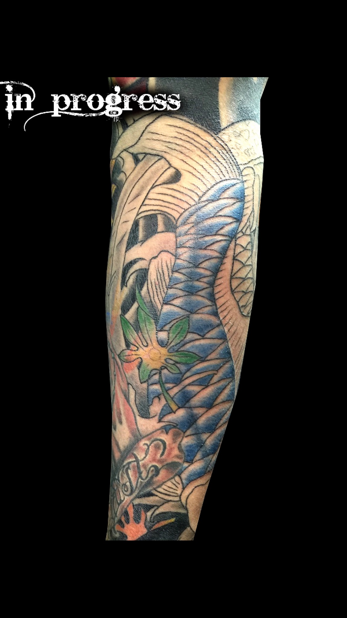 和彫り 五分袖延長 鯉 紅葉 2face Tattoo Studio Japan 千葉県木更津市 刺青処 聖針