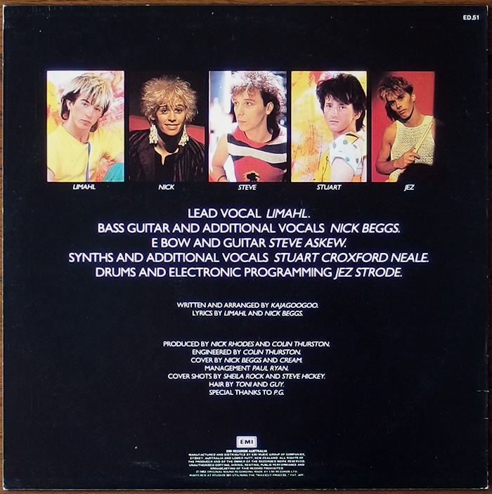 S/楽譜/カジャグーグー/KAJAGOOGOO/君はTOO SHY/タブ譜/バンドスコア