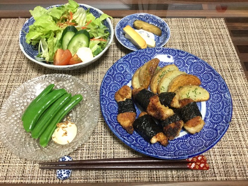 ハム卵トースト と 鶏の磯辺揚げ_e0325043_1302156.jpg