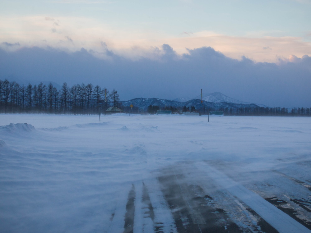 風の強い一日・・地吹雪で道路が消えてしまってます。_f0276498_18205583.jpg