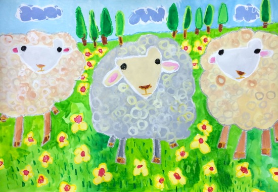 15 01 羊の絵 アトリエciel 子供絵画造形教室