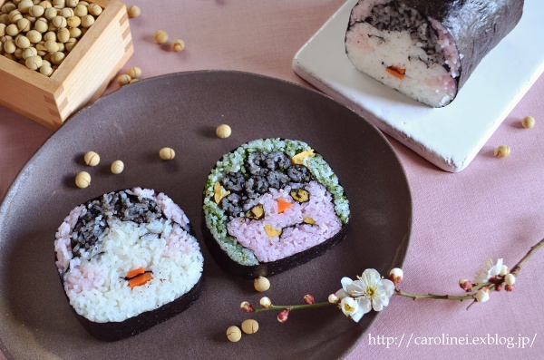 節分の恵方巻　　　Homemade Fortune Sushi Roll of Sethubun_d0025294_19414522.jpg