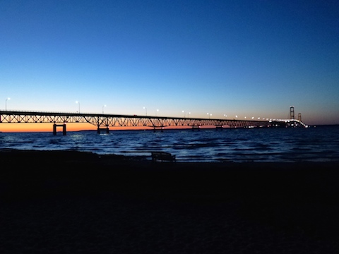 Lake Huron shoreline and Mackinac Bridge at night_a0123450_16562519.jpg