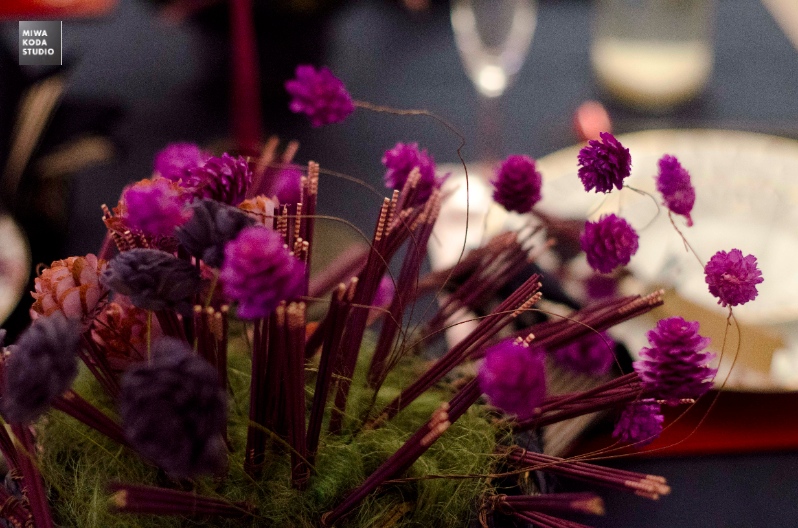 February 22, 2105 女正月のテーブル：紫のお花 Female New Year\'s Table: Purple Flower_a0307186_1622393.jpg