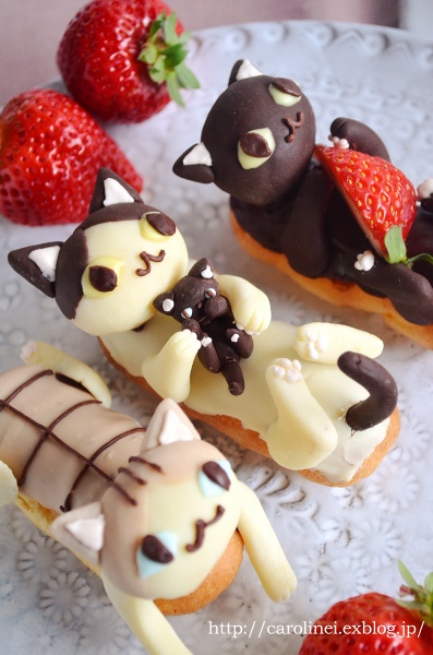 猫の日の猫エクレア　Homemade cat éclair for Japanese Cat Day_d0025294_19392642.jpg