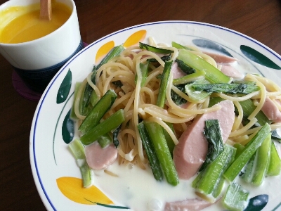 小松菜クリームパスタ_a0139987_9274285.jpg