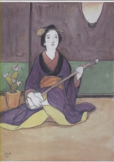 竹久夢二 長崎十二景 阿片窟 長春樓 ・額装・肉筆水彩画・印刷や写真ではない 竹久夢二 長崎十二景 阿片窟 長春樓 ・額装・肉筆水彩画・印刷や