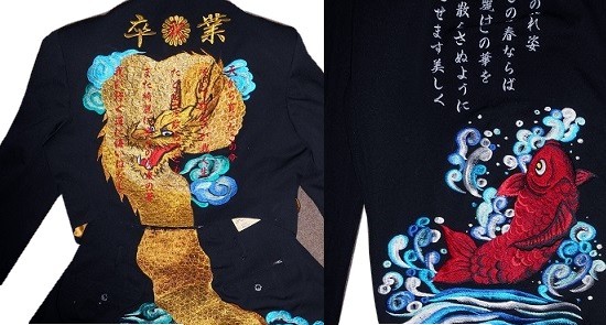 雲突き抜ける昇り龍　鯉の滝登り　刺繍ラン_a0339087_11155463.jpg