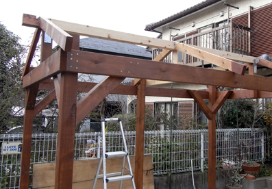バイク小屋diy 7 棟木と垂木を取り付ける 庭と家の備忘録 バイク小屋diy 7 棟木と垂木を取り付ける 庭と家の備忘録