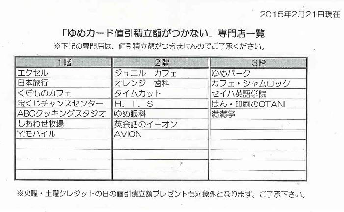ゆめシティポイント5倍デーについて ジュエルカフェ ゆめシティ店 スタッフブログ