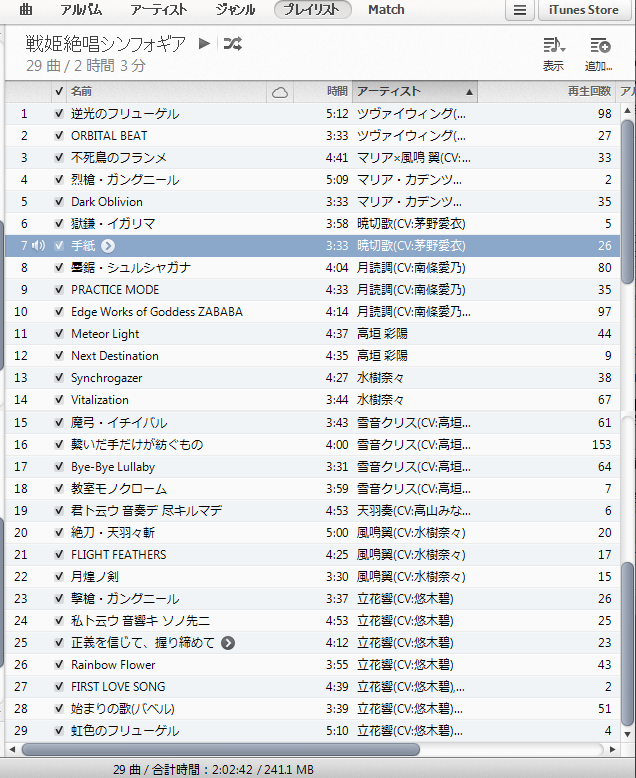 雑記 シンフォギアのプレイリスト Nekonade Daydreamer けんちんじ