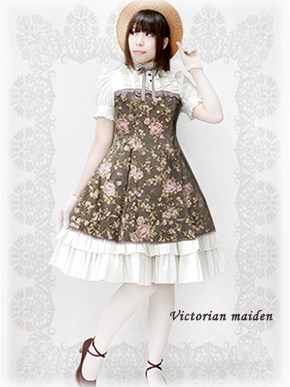 Victorian maiden アンティークローズパフスリーブドレス - ひざ丈