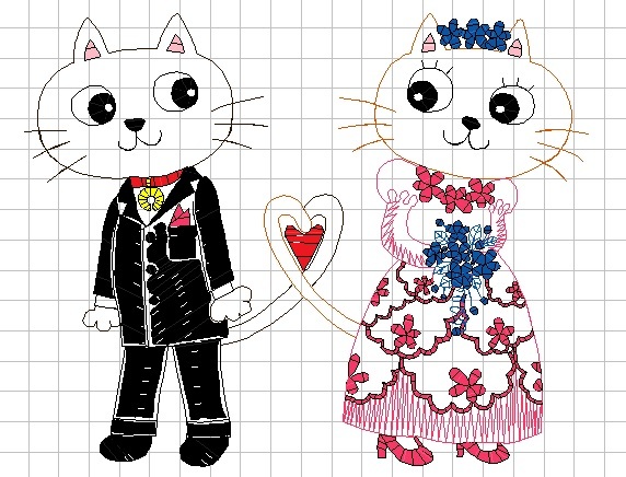 ウェディング猫のミシン刺繍データを作りました♪_c0316026_18391370.jpg