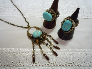 ❀Rose & Turquoise Necklace ＆ Ring❀_c0368764_18253125.jpg