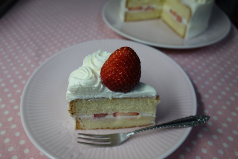 ピンクのお皿に苺のショートケーキ_c0255071_20121542.jpg