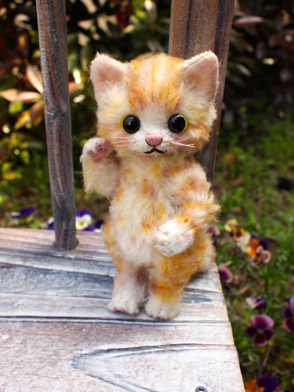 オーダー 14ｃｍサイズの白ベンガルにゃん ネコベア