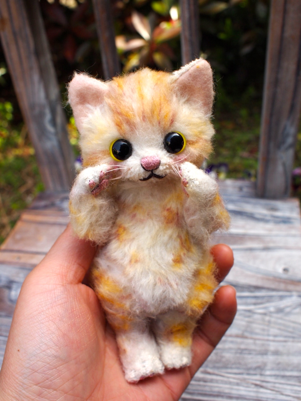 オーダー 14ｃｍサイズの白ベンガルにゃん ネコベア