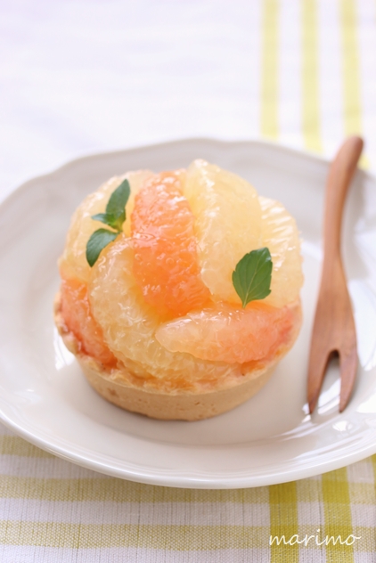 お菓子レシピ グレープフルーツのフレッシュタルト Marimo Cafe