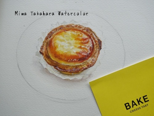 お菓子の絵 チーズタルト Miwa Watercolor Garden お菓子の絵 チーズタルト Miwa Watercolor Garden