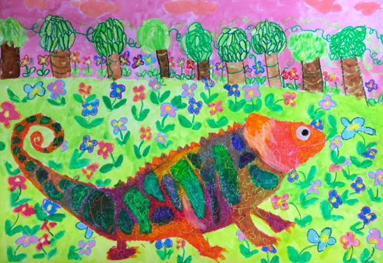 15 04 カメレオンの絵 アトリエciel 子供絵画造形教室 15 04 カメレオンの絵 アトリエciel 子供絵画造形教室