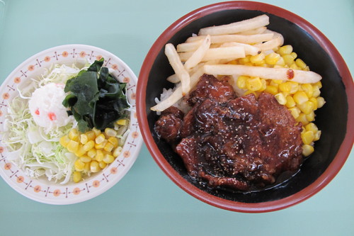 朝：サラダ＆味噌汁　昼：カレーライス　晩：ペッパービーフ丼　５月１１日_c0075701_208923.jpg