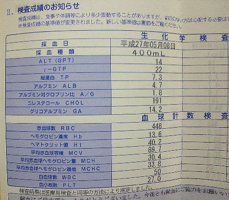 献血の血液検査の結果 無色日記