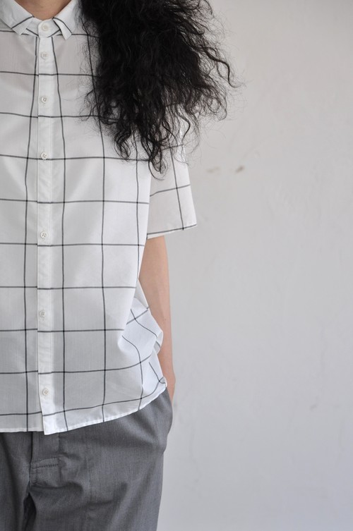 NO CONTROL AIR　 P/C Windpen Check Wide S/S Shirt (White×Black)_d0120442_12213794.jpg