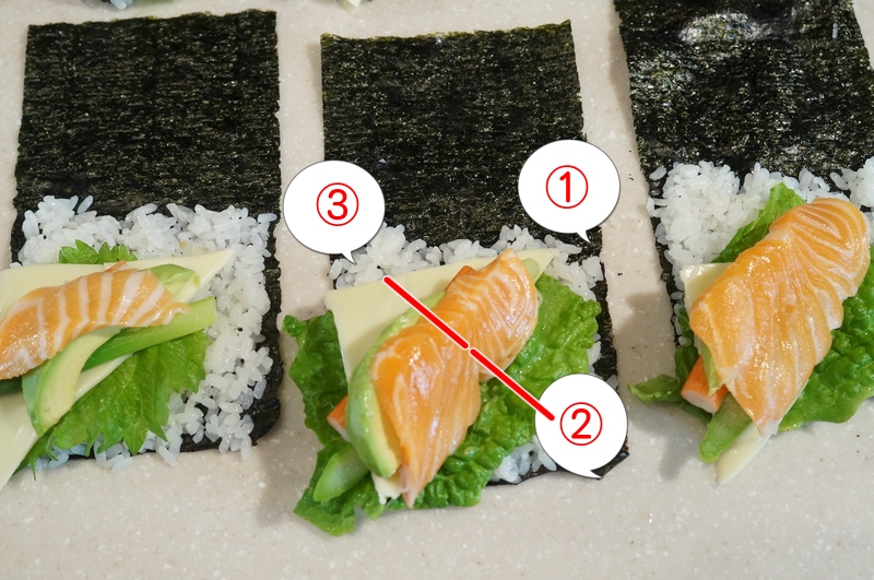 【スライスチーズ入り　洋風手巻きSUSHI！】Meijiさんの「贅沢スライスチーズ」で濃香！最高の味わいです♪_b0033423_19342872.jpg