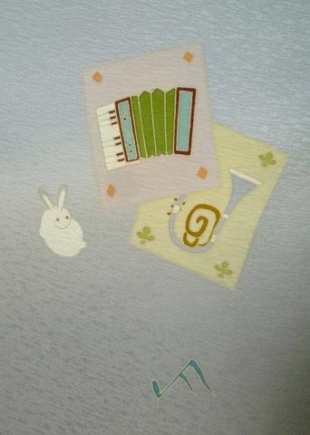 野田さんコンサート兎と音符の単衣・鳥獣戯画草履と帯揚_f0181251_15522627.jpg