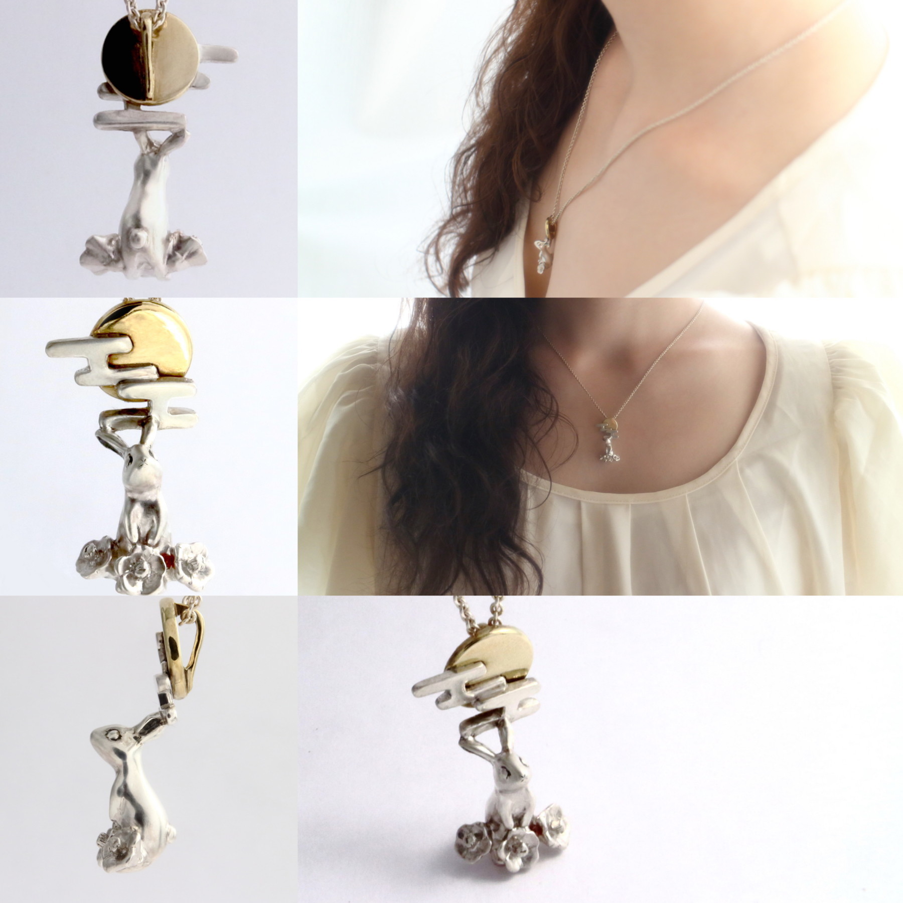 月花兎 和柄ペンダントトップ : 花洛KARAKU 和柄シルバー 月花兎 和柄ペンダントトップ : 花洛KARAKU 和柄シルバー
