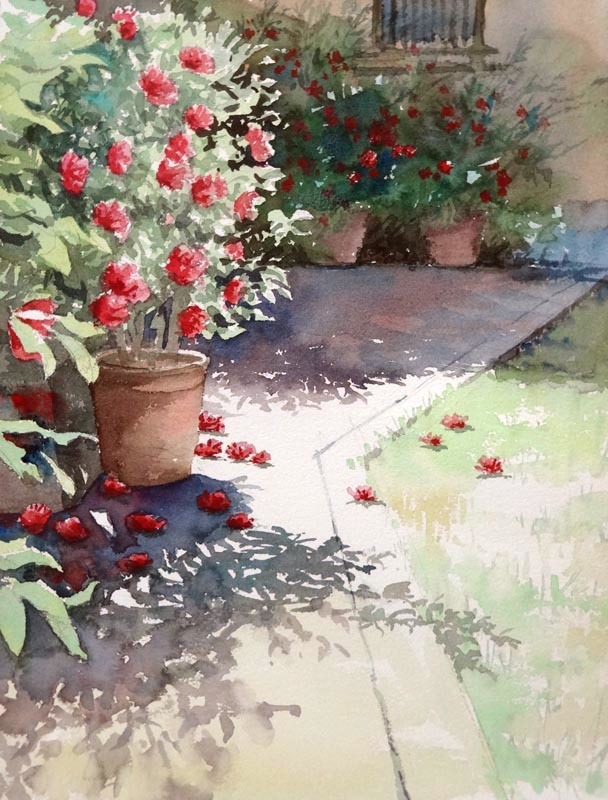 赤い花の水彩画の製作過程 : 赤坂孝史の水彩画 AKASAKA TAKASHI 赤い花の水彩画の製作過程 : 赤坂孝史の水彩画 AKASAKA TAKASHI
