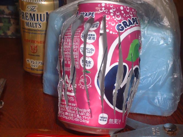 ６９８ アルミ缶の鳥除け風車 ミケの 畑へ行こう